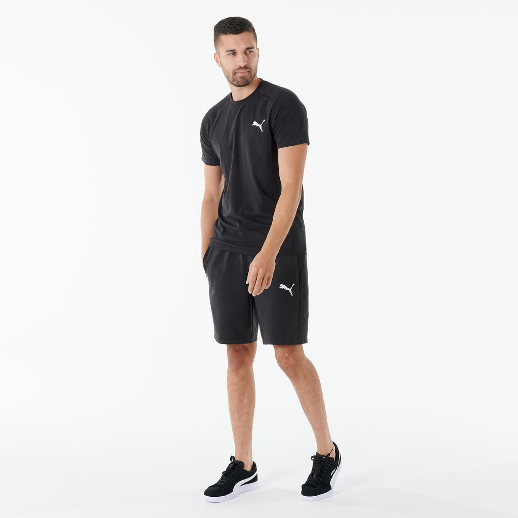 Men's Short-Sleeved Cotton Fitness T-Shirt - Black